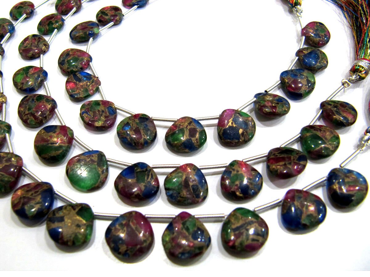 Multi Color Oyster Turquoise Heart Shape Smooth Plain Size 12mm Multi Color shaded Beads Strand 8 inch Long Sold Per Strand Wholesale Price