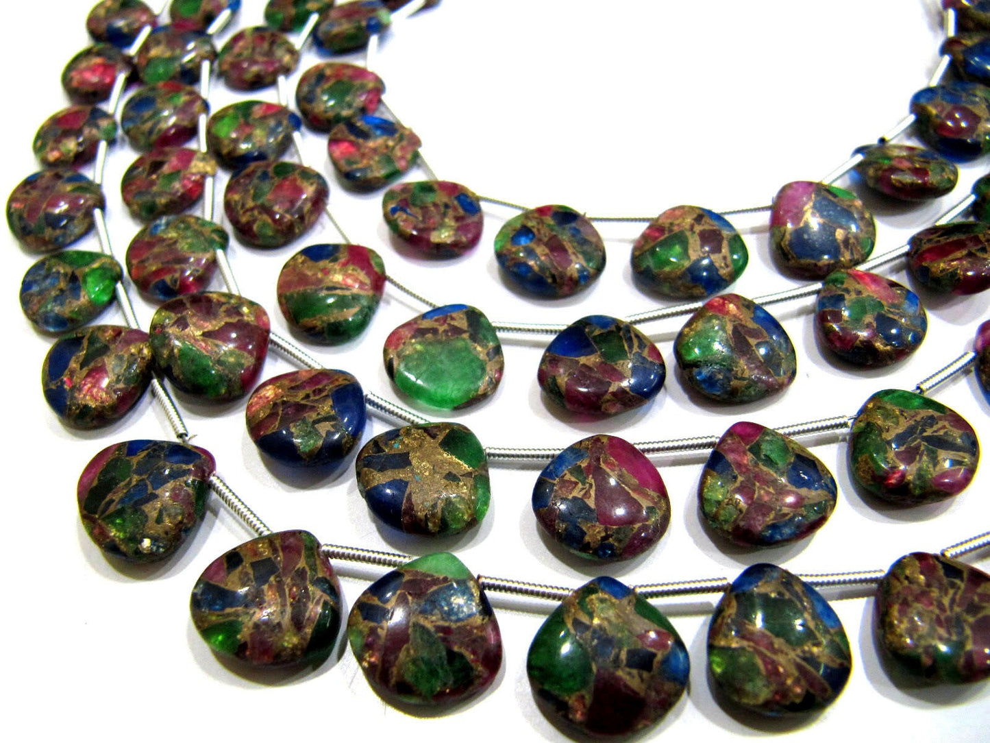 Multi Color Oyster Turquoise Heart Shape Smooth Plain Size 12mm Multi Color shaded Beads Strand 8 inch Long Sold Per Strand Wholesale Price
