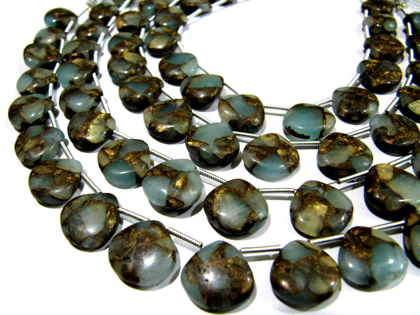 Grey Oyster Turquoise Heart Shape Smooth Plain Size 12mm Gray Color shaded Beads Strand 8 inch Long Sold Per Strand Wholesale Price