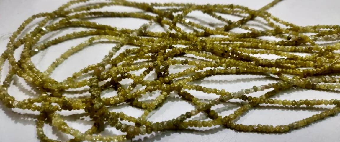 Natural Yellow Diamond Beads Size 2-3 mm Rondelle Faceted Strand 15 inches Long Wholesale Prices Jewelry Making Gemstone Beads