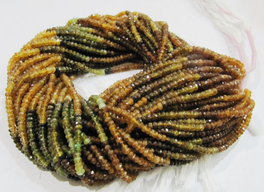 Natural Genuine Petrol tourmaline Rondelle Faceted Beads 3-4mm Size Strand 13 inches Long Wholesale Prices Jewelry Making Beads