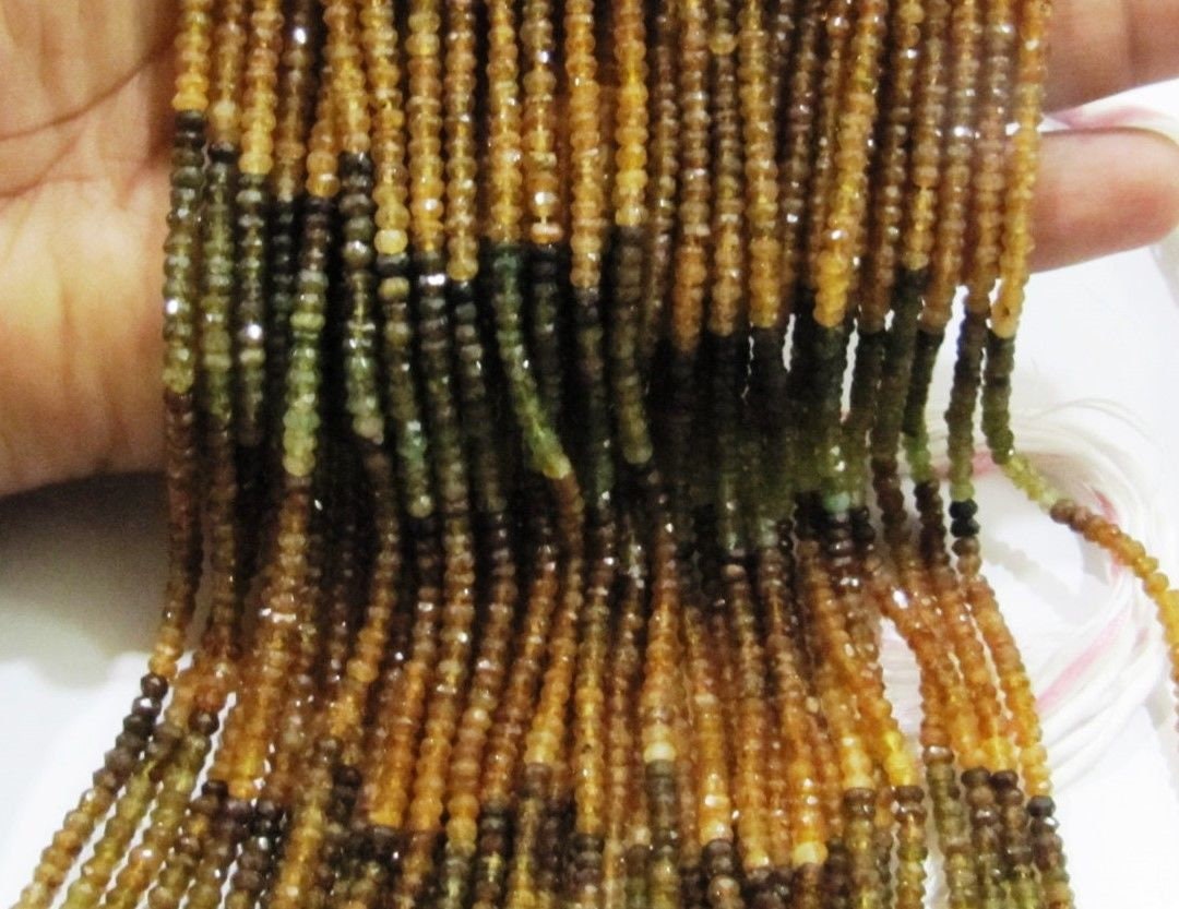Natural Genuine Petrol tourmaline Rondelle Faceted Beads 3-4mm Size Strand 13 inches Long Wholesale Prices Jewelry Making Beads
