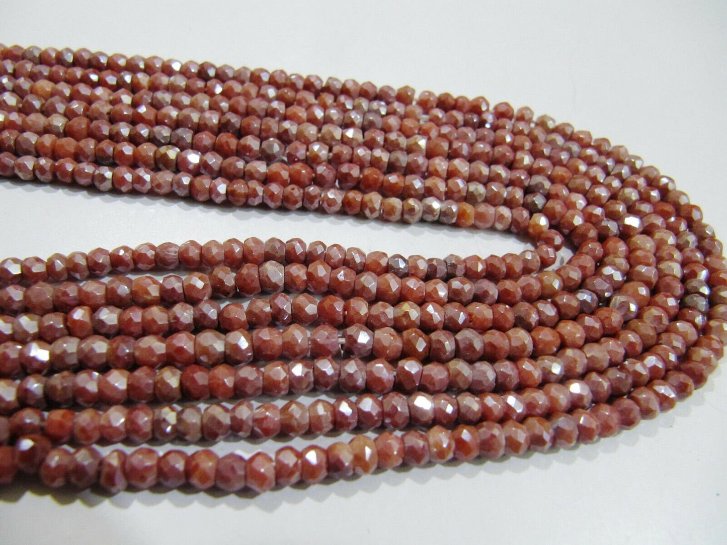 Natural Red Silverite beads 3-4mm Beads Strand 13.5 inch long Gemstone Top Quality Beads Sold per strand