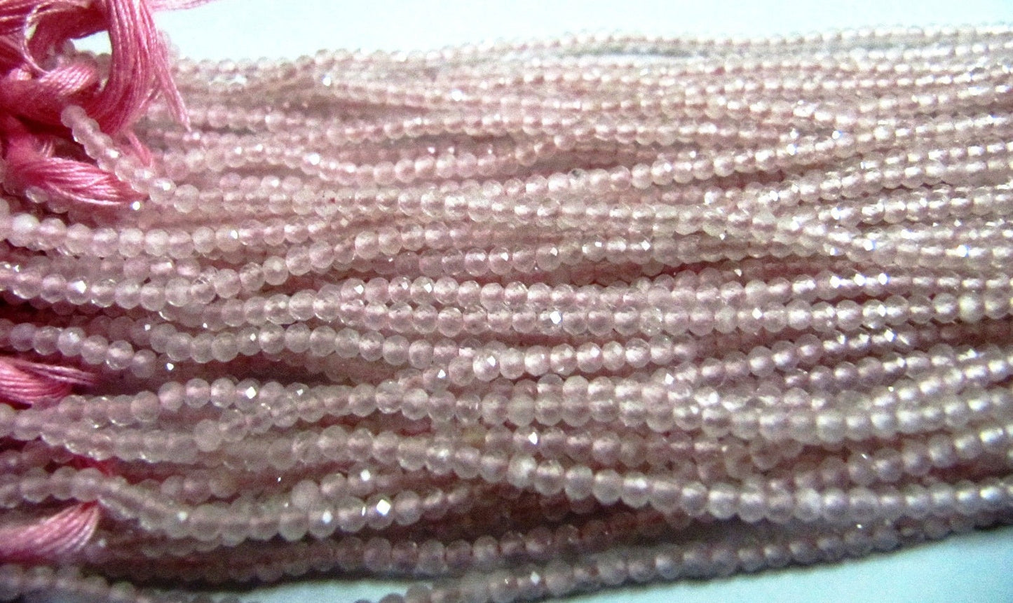 Natural Rose Quartz beads Size 2mm Strand 13 inch long Micro Faceted Genuine Rondelle Beads Sold Per Strand Jewelry Making Beads
