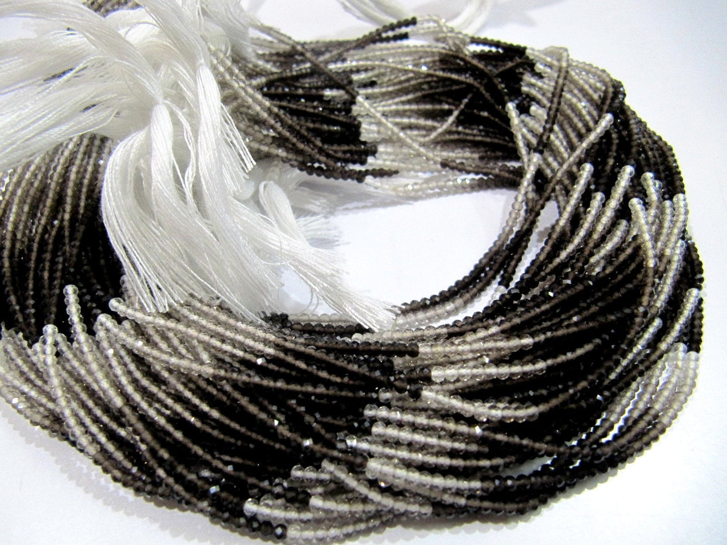 Natural Smoky Quartz Shaded beads Size 2mm Strand 13 inch long Micro Faceted Genuine Rondelle Beads Sold Per Strand Jewelry Making Beads