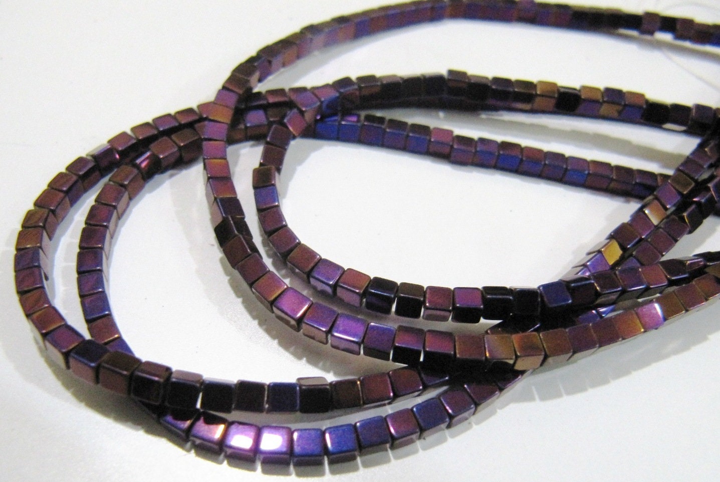 AAA Quality Purple Pink Color Hematite Cube Beads Rainbow Mystic Box Shape Hematite Beads 2mm Size Strand 15-16 inch long Wholesale Price