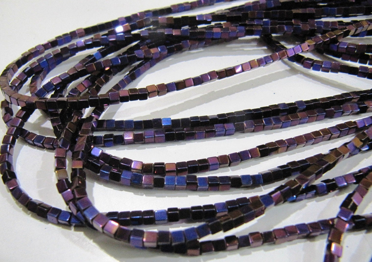 AAA Quality Purple Pink Color Hematite Cube Beads Rainbow Mystic Box Shape Hematite Beads 2mm Size Strand 15-16 inch long Wholesale Price