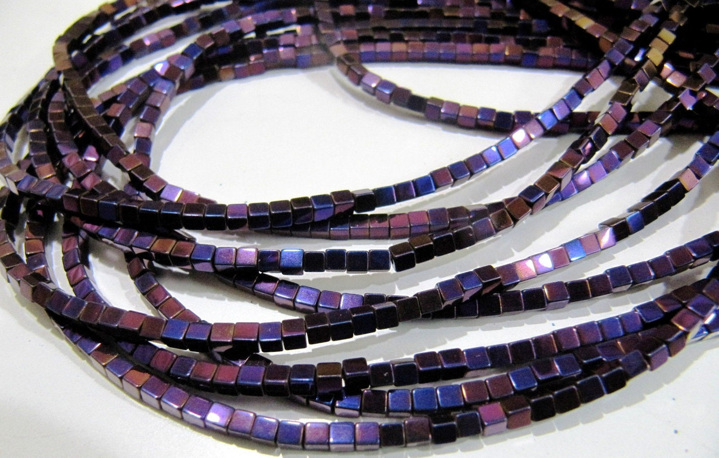 AAA Quality Purple Pink Color Hematite Cube Beads Rainbow Mystic Box Shape Hematite Beads 2mm Size Strand 15-16 inch long Wholesale Price