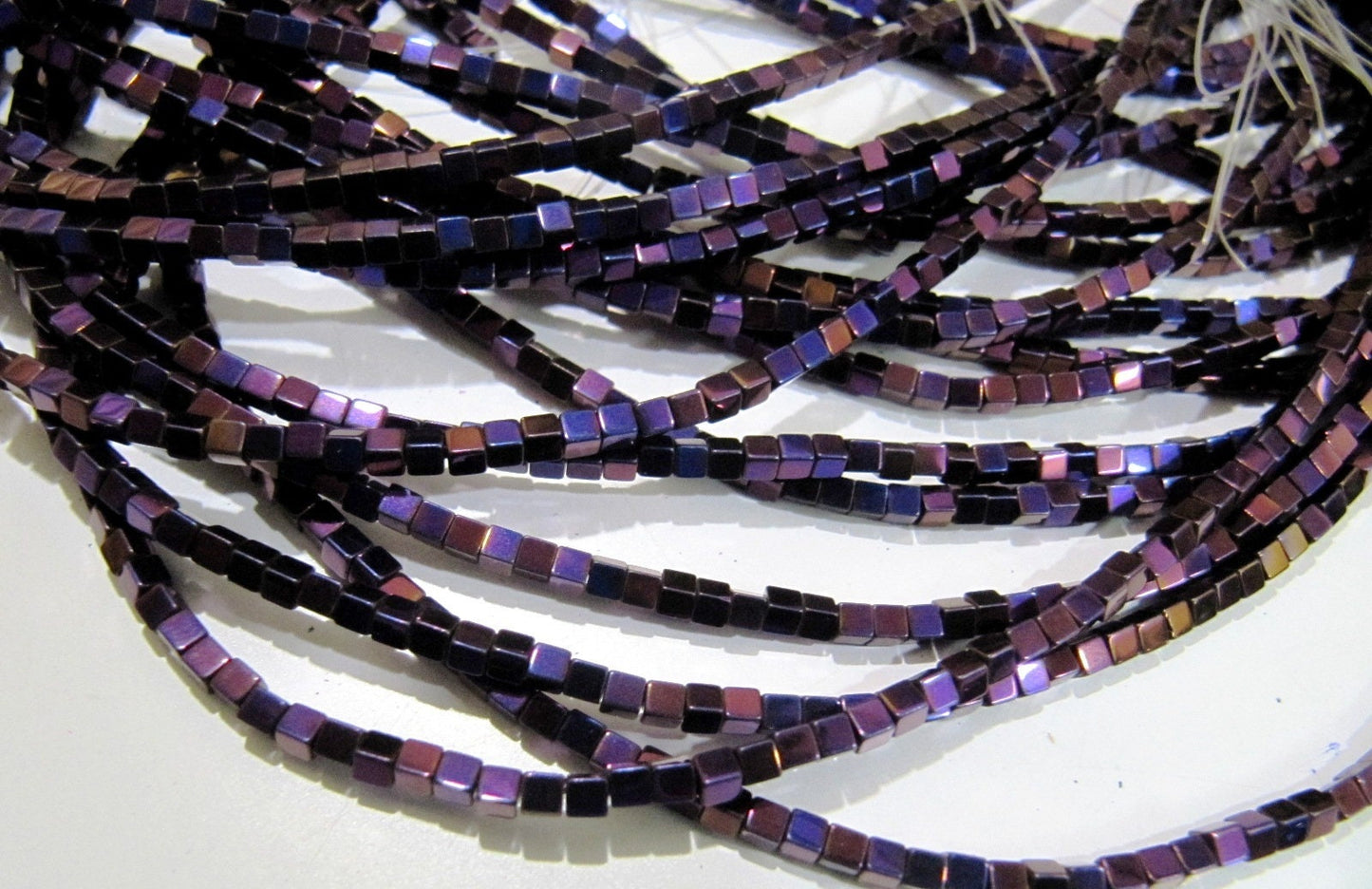 AAA Quality Purple Pink Color Hematite Cube Beads Rainbow Mystic Box Shape Hematite Beads 2mm Size Strand 15-16 inch long Wholesale Price