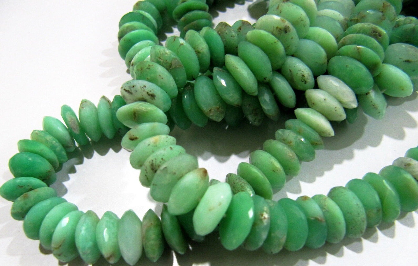 Natural Genuine Chrysoprase Faceted Gemstone Beads German Cut Rondelle Shape Size 11mm Chrysoprase Beads Strand 8 inches Graduated Beads