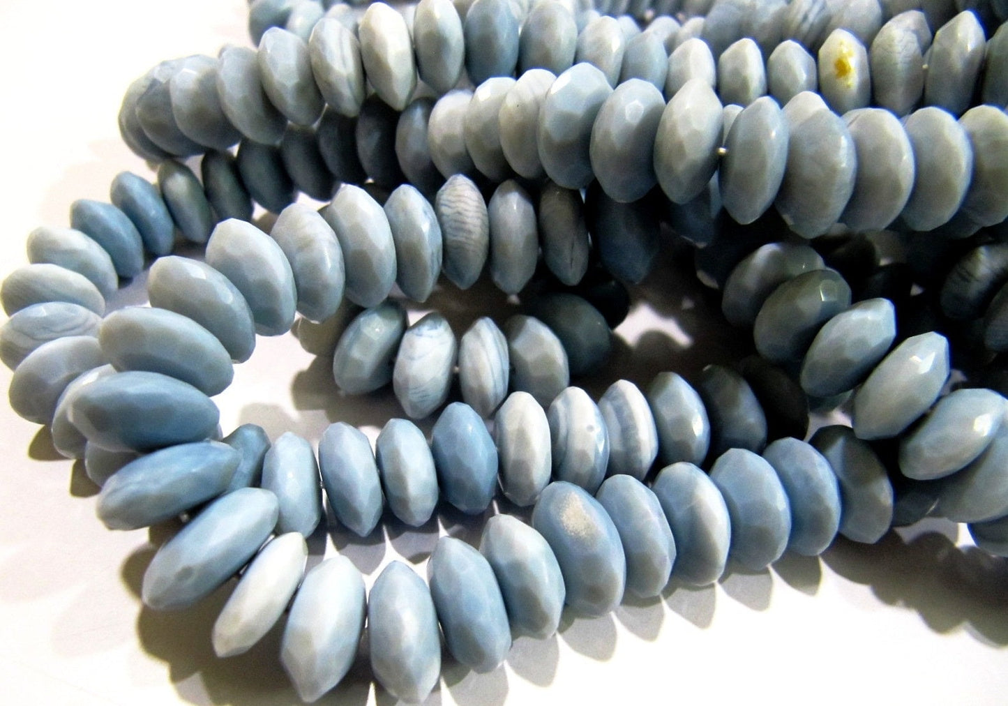 Natural Blue Opal Gemstone German Cut Rondelle Faceted Beads Size 10-11mm Untreated Opal Beads Strand 8 inches Graduated Beads Wholesale