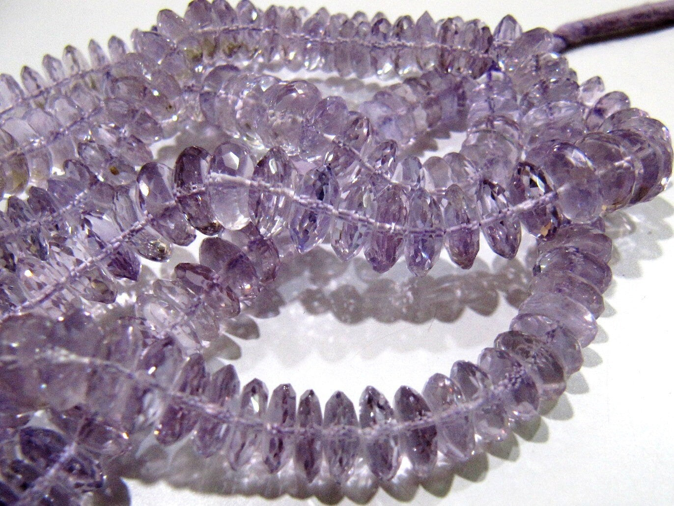 Natural Genuine Pink Amethyst Faceted Gemstone Beads German Cut Rondelle Shape Beads 8-12 mm Strand 8 inches long Graduated Beads
