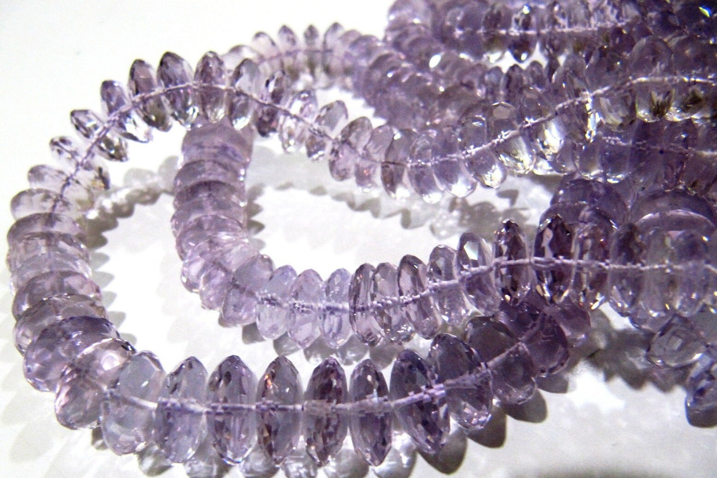 Natural Genuine Pink Amethyst Faceted Gemstone Beads German Cut Rondelle Shape Beads 8-12 mm Strand 8 inches long Graduated Beads