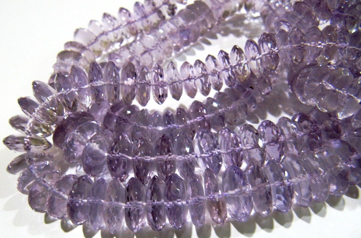Natural Genuine Pink Amethyst Faceted Gemstone Beads German Cut Rondelle Shape Beads 8-12 mm Strand 8 inches long Graduated Beads