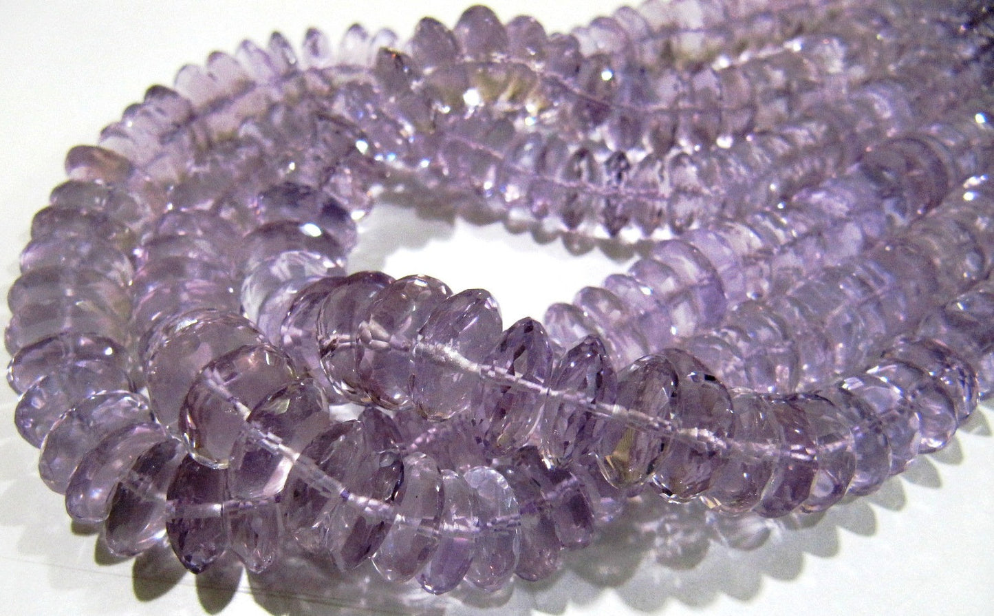 Natural Genuine Pink Amethyst Faceted Gemstone Beads German Cut Rondelle Shape Beads 8-12 mm Strand 8 inches long Graduated Beads