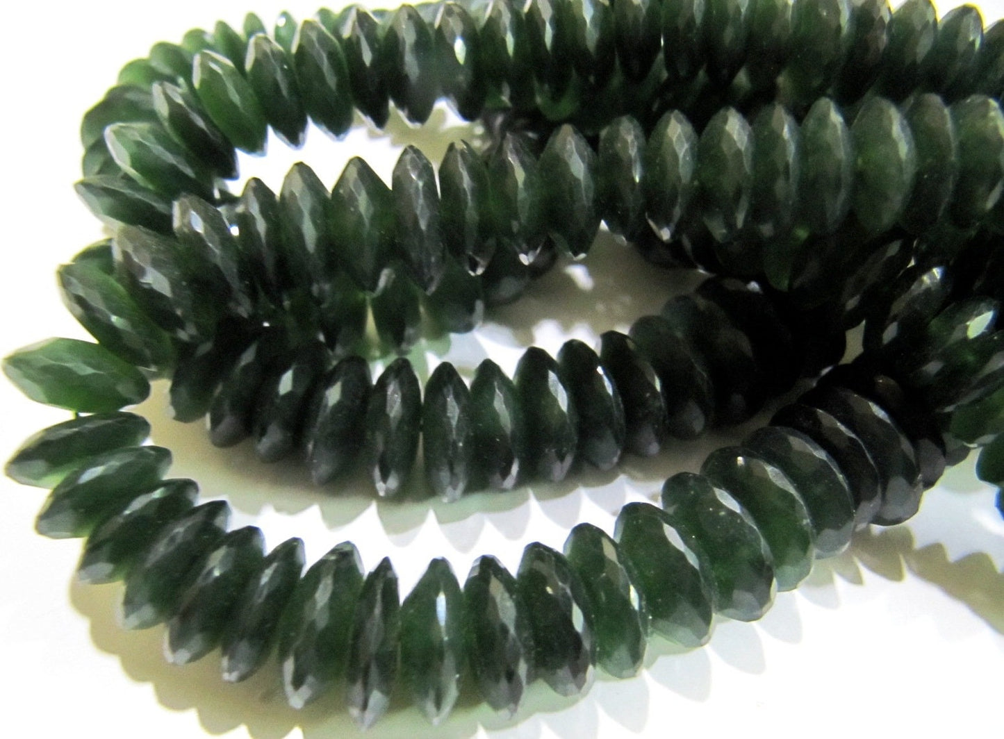 Natural Serpentine German Cut Rondelle Faceted Beads 9 to 12 mm Strand 8 inches Long  Best Quality Graduated Beads Wholesale Price