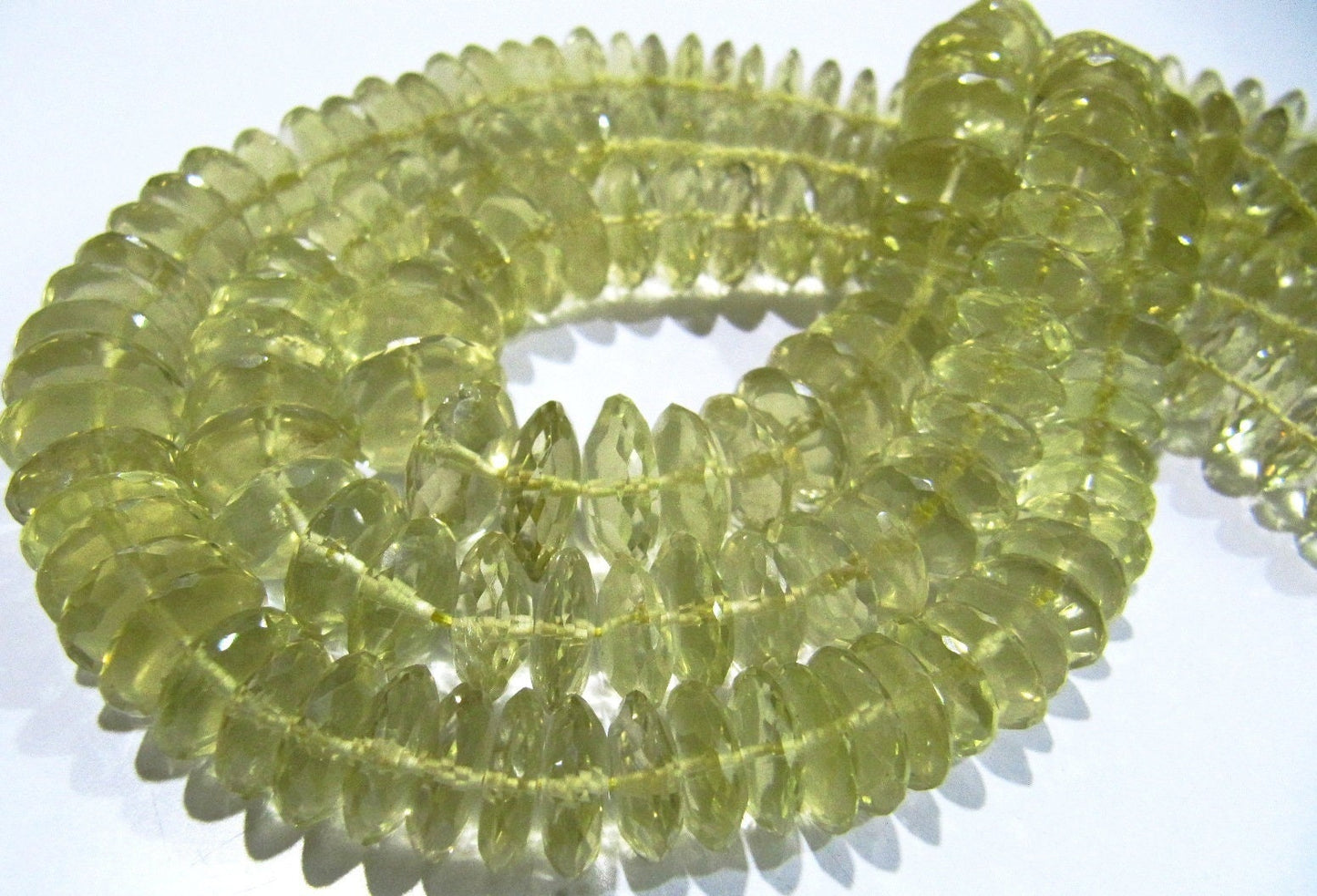 Natural Lemon Quartz Faceted Gemstone Beads German Cut Rondelle Shape Beads 6-11 mm Strand 8 inches long Graduated Beads Wholesale Prices