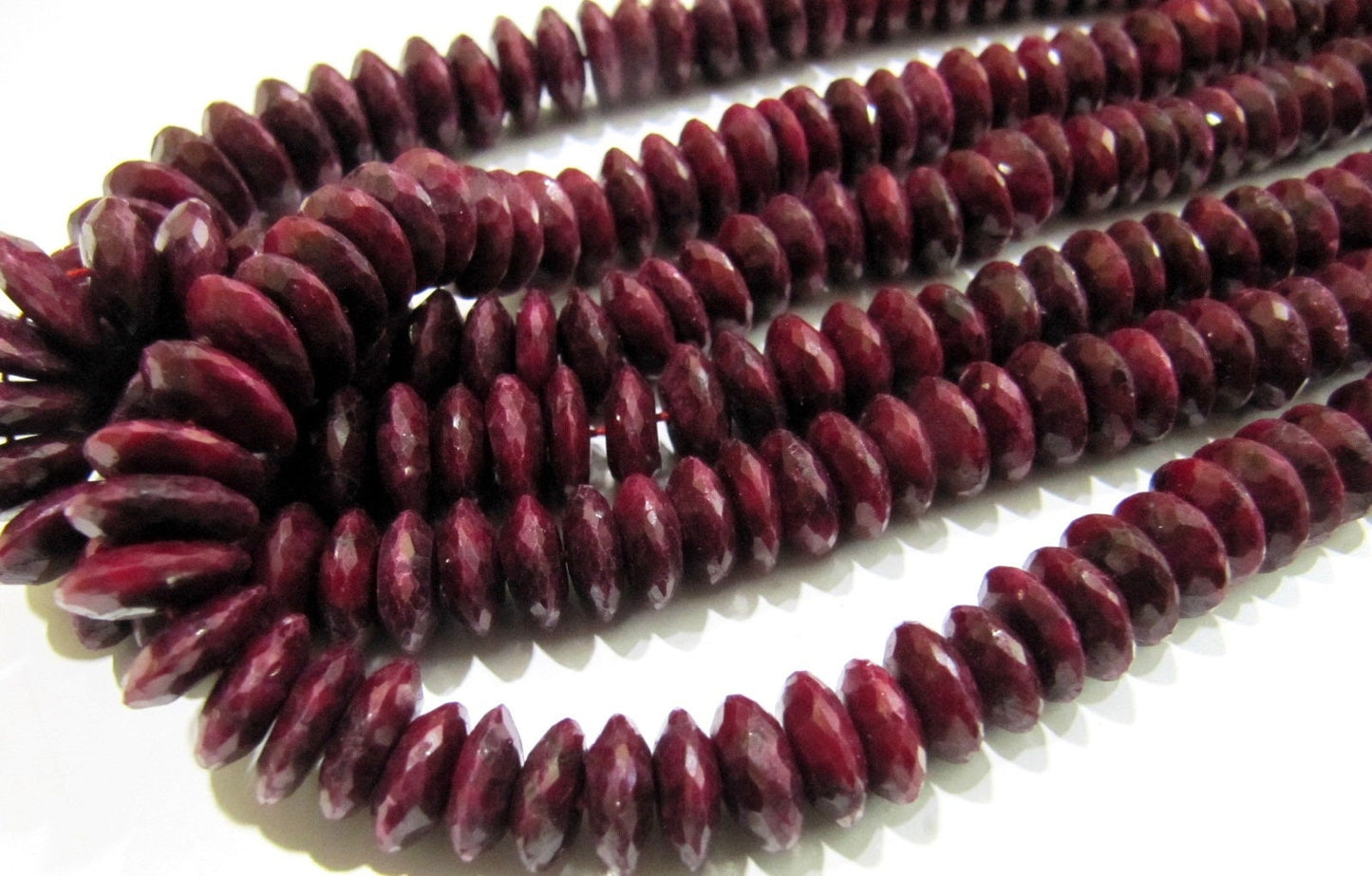 Natural Ruby Faceted Gemstone Beads German Cut Rondelle Shape Beads 9-12 mm Strand 8 inch Graduated Beads- Precious Beads Wholesale Price
