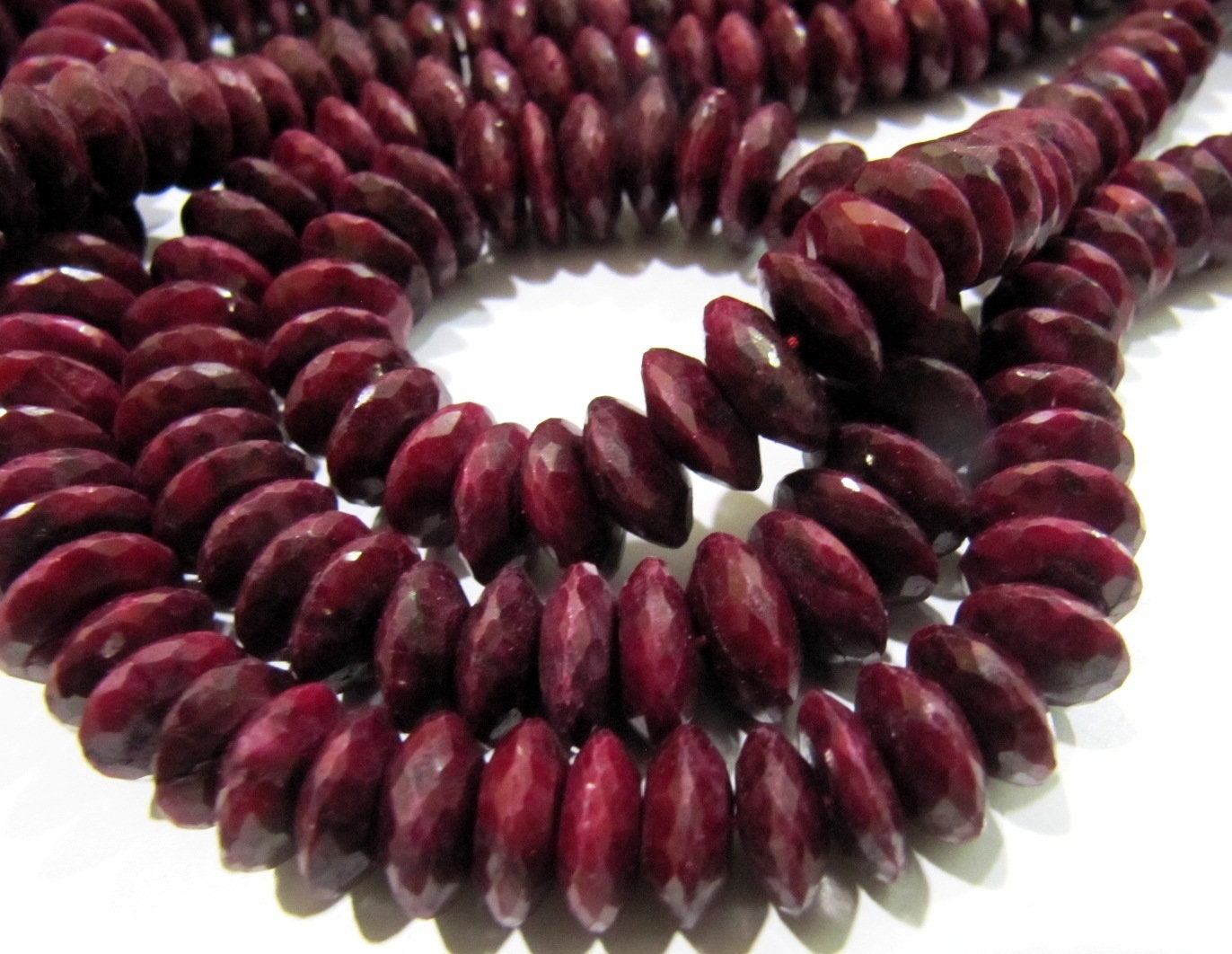 Natural Ruby Faceted Gemstone Beads German Cut Rondelle Shape Beads 9-12 mm Strand 8 inch Graduated Beads- Precious Beads Wholesale Price