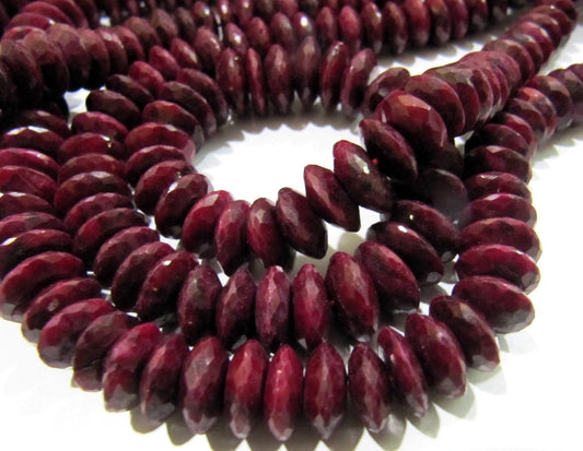 Natural Ruby Faceted Gemstone Beads German Cut Rondelle Shape Beads 9-12 mm Strand 8 inch Graduated Beads- Precious Beads Wholesale Price