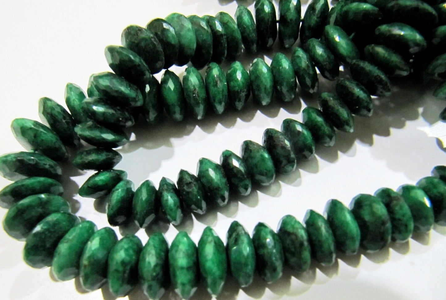 Natural Emerald German Cut Rondelle Faceted Beads 8to12 mm Strand 4 inches Long  Best Quality Precious Beads Graduated Beads Wholesale Price