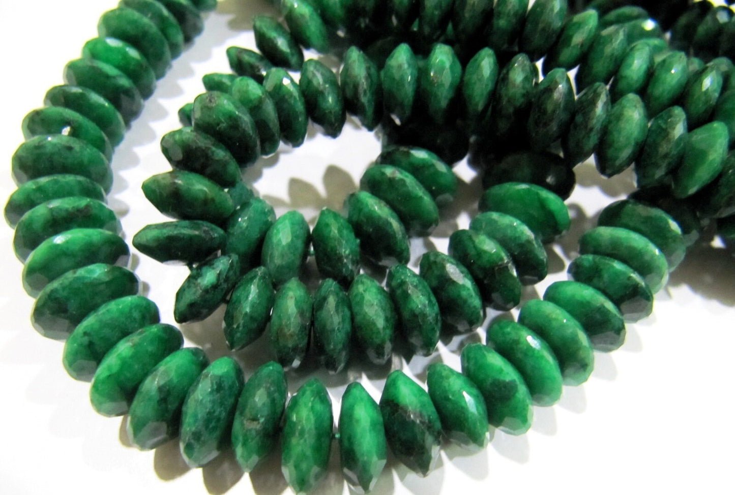 Natural Emerald German Cut Rondelle Faceted Beads 8to12 mm Strand 4 inches Long  Best Quality Precious Beads Graduated Beads Wholesale Price