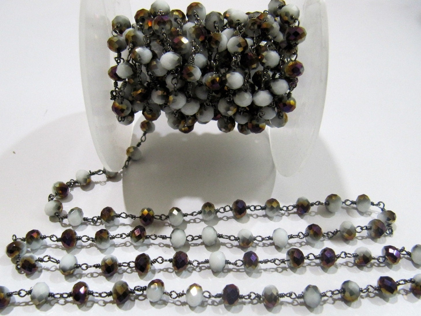 Shaded Purple Moonstone  Rondelle 6 mm Briolette Faceted Beaded Rosary Chain Sold Per Foot High Quality Wholesale Price Jewelry making chain
