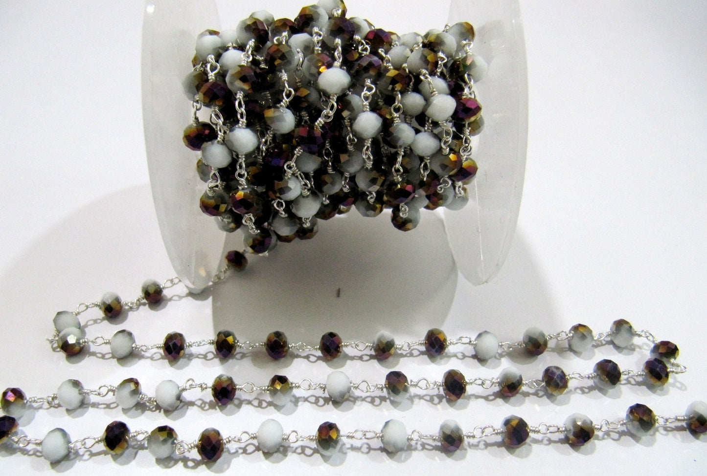 Shaded Purple Moonstone  Rondelle 6 mm Briolette Faceted Beaded Rosary Chain Sold Per Foot High Quality Wholesale Price Jewelry making chain