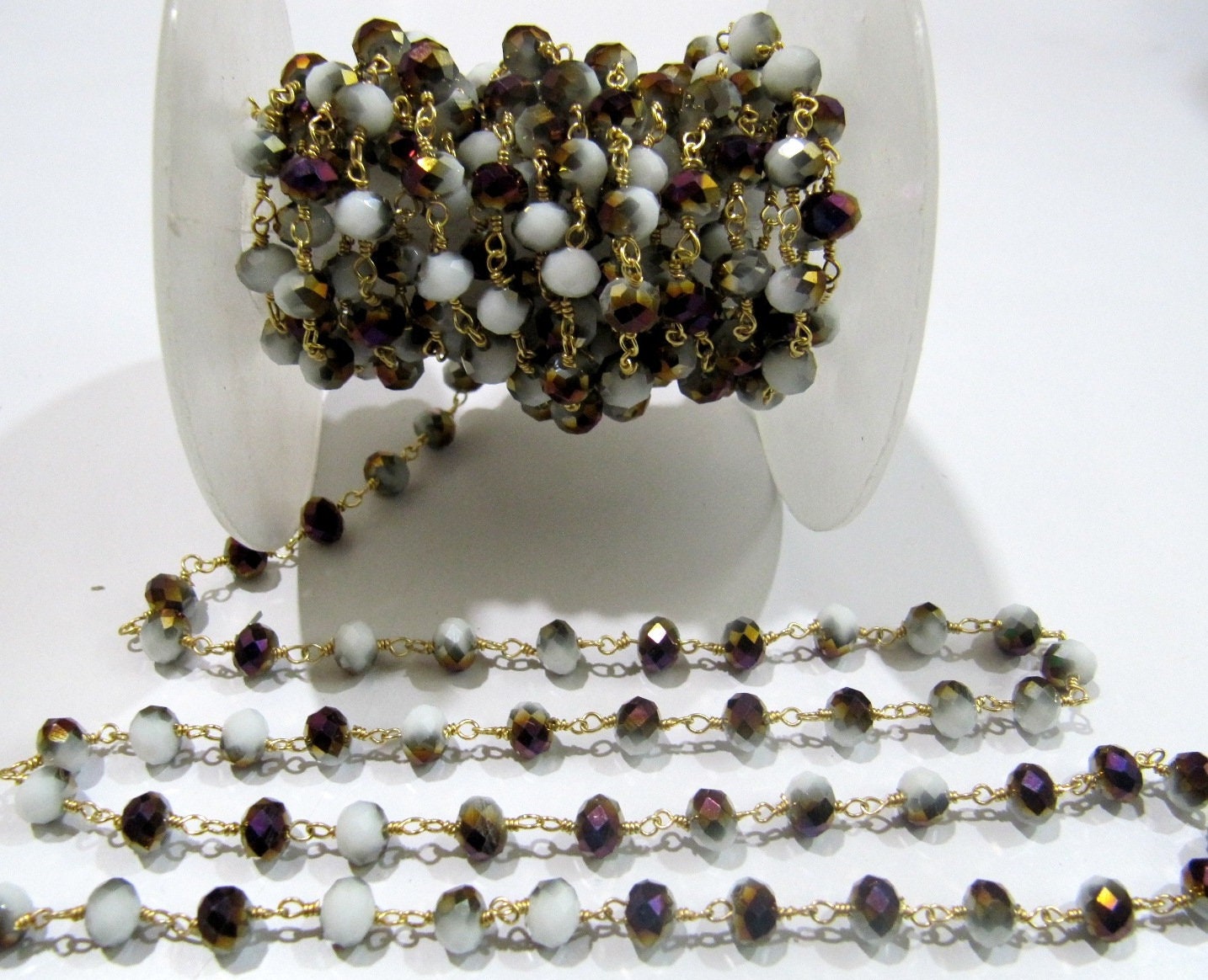 Shaded Purple Moonstone  Rondelle 6 mm Briolette Faceted Beaded Rosary Chain Sold Per Foot High Quality Wholesale Price Jewelry making chain