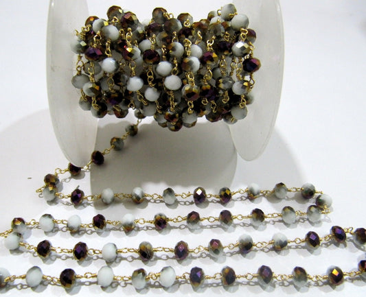 Shaded Purple Moonstone  Rondelle 6 mm Briolette Faceted Beaded Rosary Chain Sold Per Foot High Quality Wholesale Price Jewelry making chain