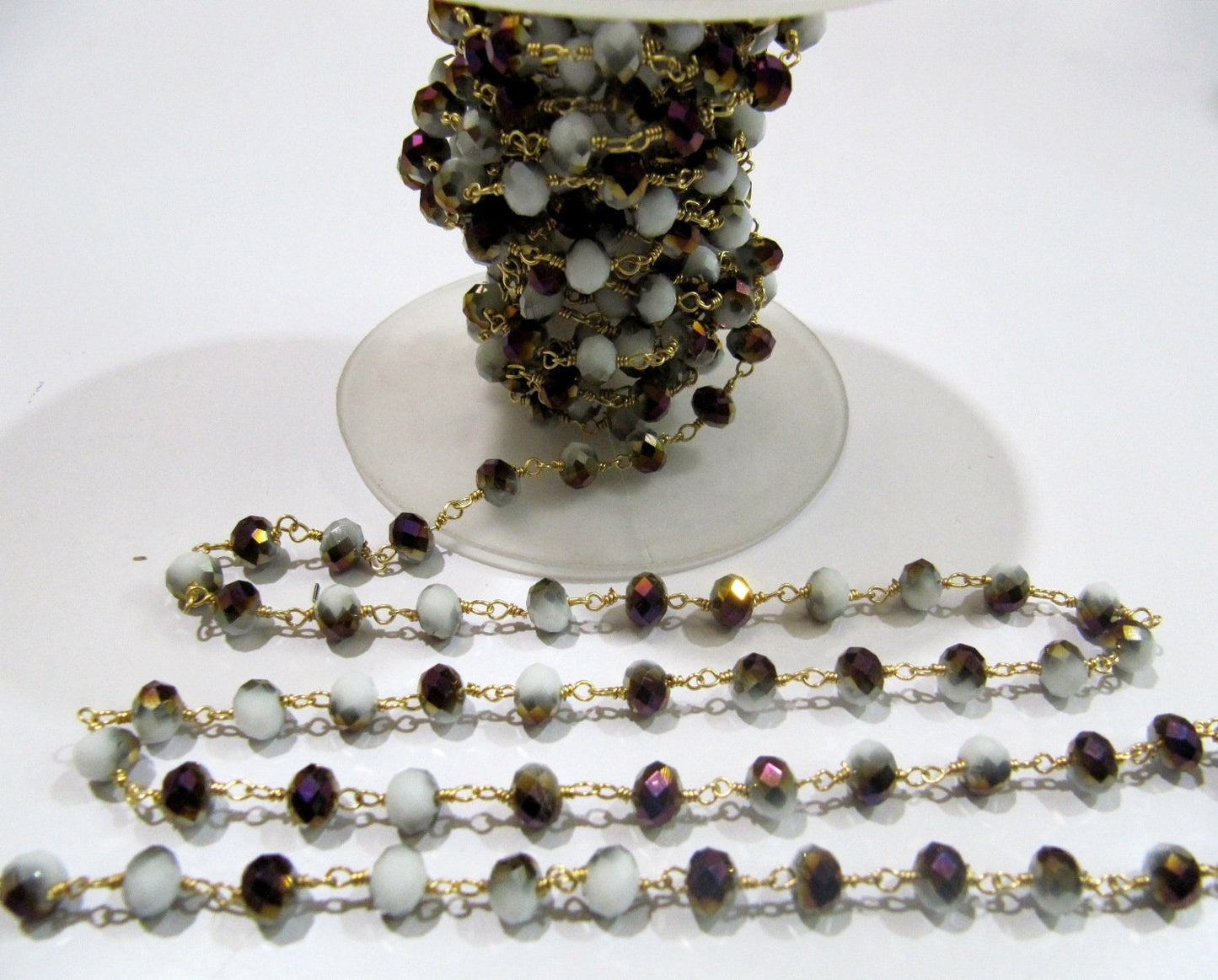 Shaded Purple Moonstone  Rondelle 6 mm Briolette Faceted Beaded Rosary Chain Sold Per Foot High Quality Wholesale Price Jewelry making chain