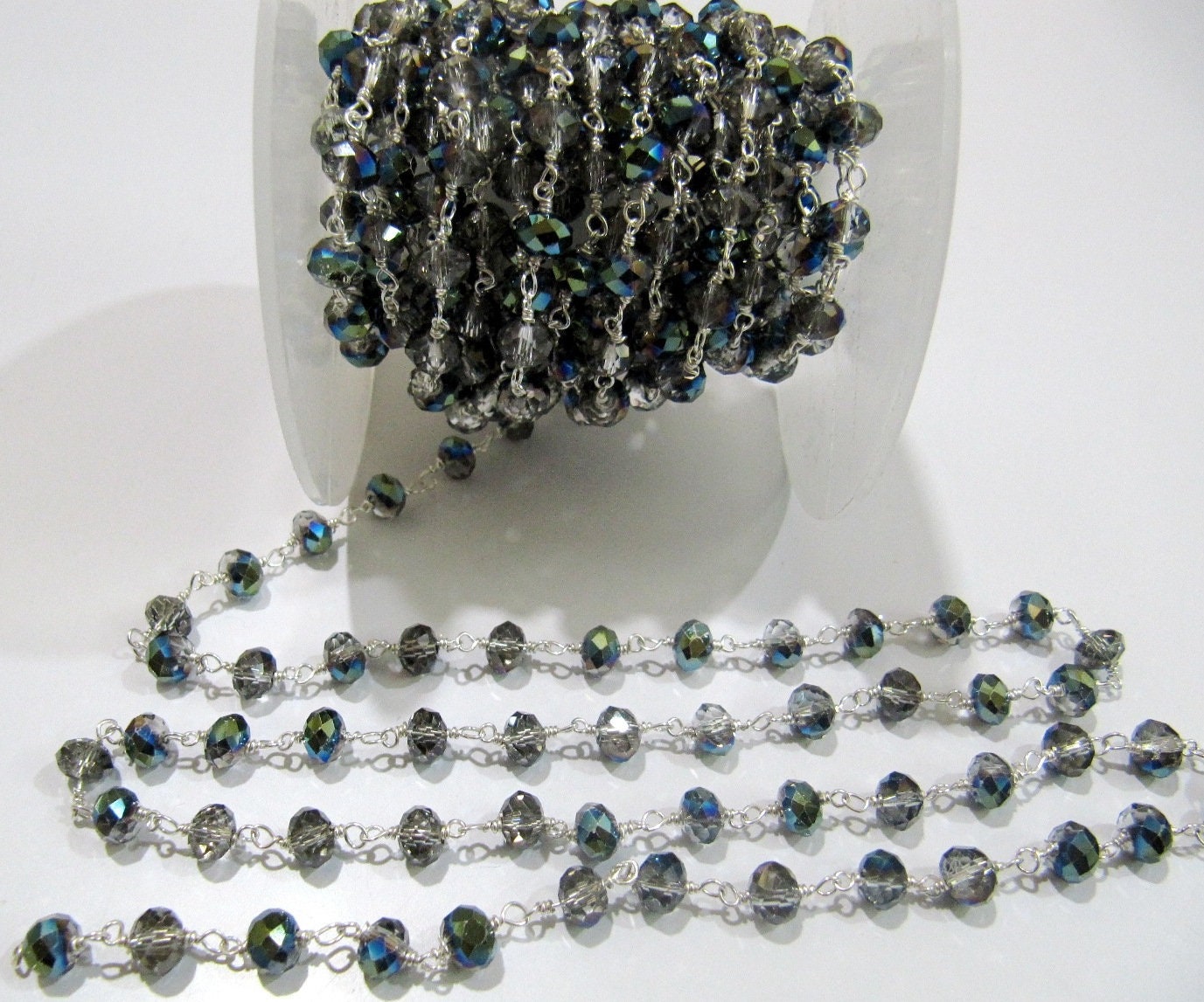 Peacock Pyrite  Rondelle 6mm  Faceted Beaded Rosary Chain Sold Per Foot High Quality Wholesale Price Jewelry making chain