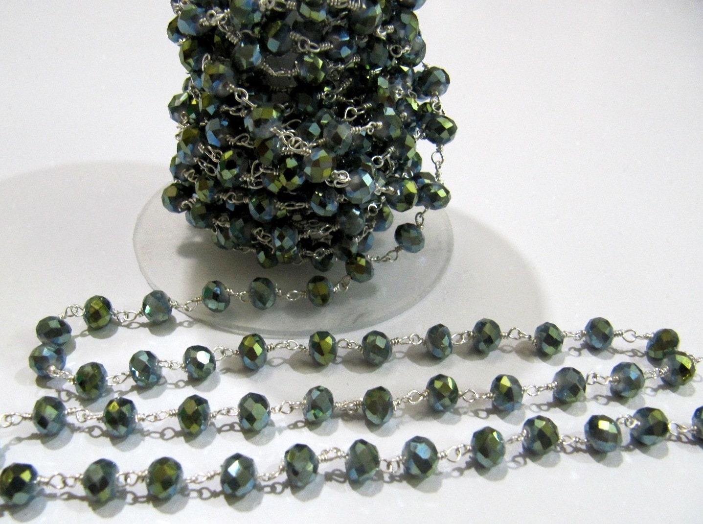 Peacock Pyrite  Rondelle 6mm  Faceted Beaded Rosary Chain Sold Per Foot High Quality Wholesale Price Jewelry making chain