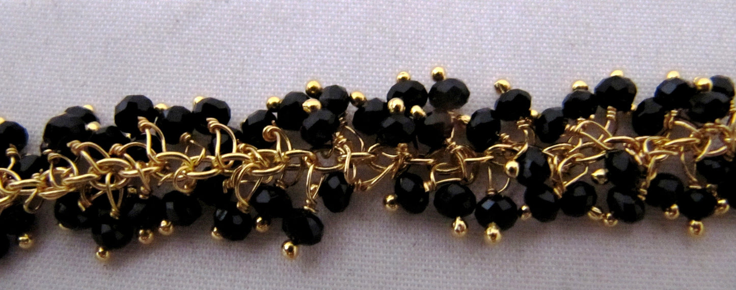 Natural Black Spinel Rondelle Faceted Cluster Rosary Chain Size 2mm Wire Wrap Grape Beaded Handmade Chain Wholesale Price