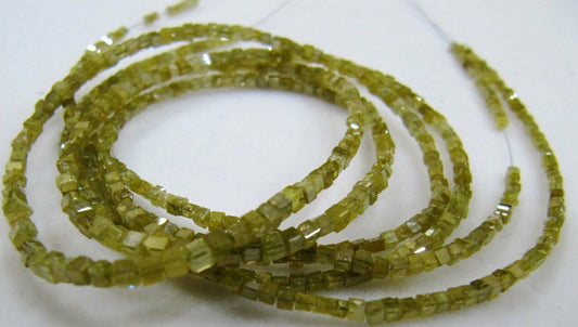 Natural Yellow Diamond Cube Beads Diamond Box shape Bead Certified Diamond 1.50 to 2mm Strand 4 inches Long approx 4 ct weight