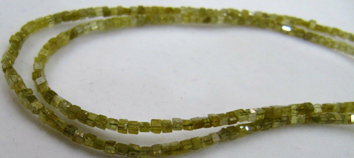 Natural Yellow Diamond Cube Beads Diamond Box shape Bead Certified Diamond 1.50 to 2mm Strand 4 inches Long approx 4 ct weight