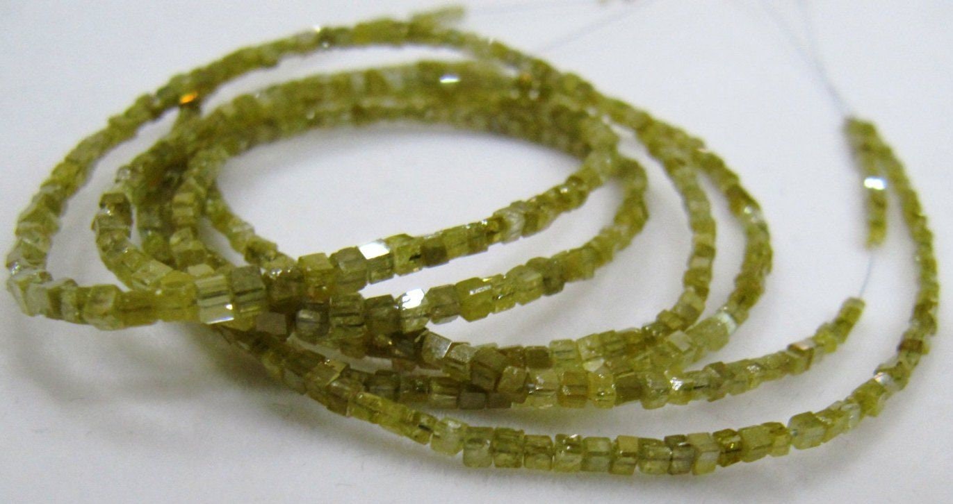 Natural Yellow Diamond Cube Beads Diamond Box shape Bead Certified Diamond 1.50 to 2mm Strand 4 inches Long approx 4 ct weight