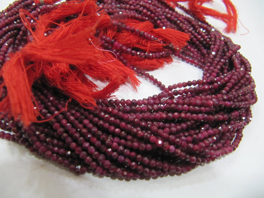 Natural Ruby Corundum Rondelle 2.5 mm Micro Faceted Beads  Genuine Ruby Sold per strand 13 inches long Top Quality