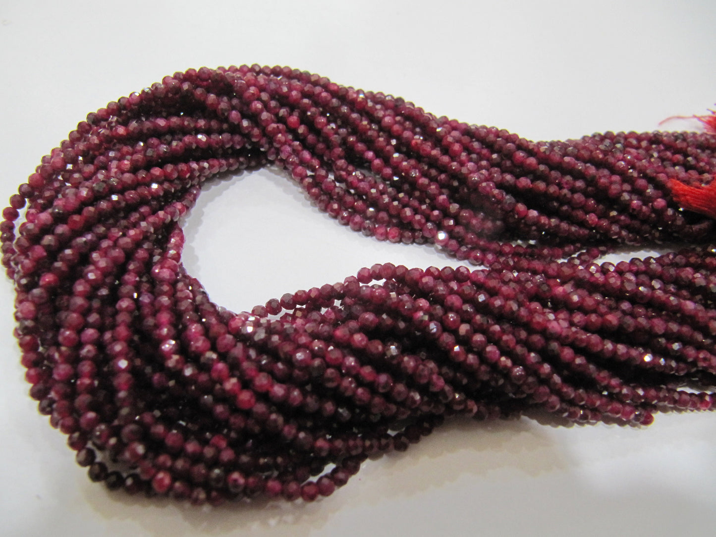 Natural Ruby Corundum Rondelle 2.5 mm Micro Faceted Beads  Genuine Ruby Sold per strand 13 inches long Top Quality