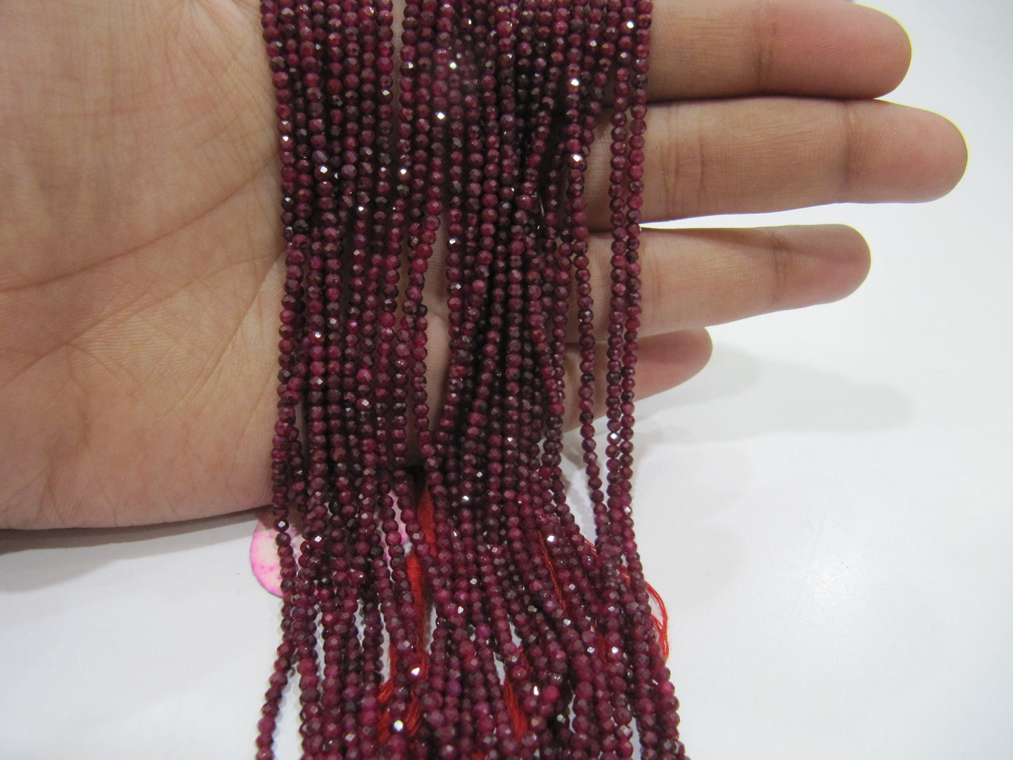 Natural Ruby Corundum Rondelle 2.5 mm Micro Faceted Beads  Genuine Ruby Sold per strand 13 inches long Top Quality