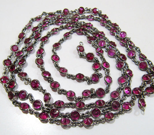 92.5% Sterling Silver chain Ruby Bezel Connector Chain Round Coin Shape 4mm Size Chain Sold Per Foot Wholesale price Jewelry making chain