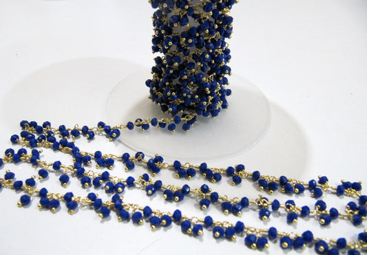 Lapis Lazuli Hydro Quartz 3mm beads Dangling Beaded Chain Cluster Chain Wire Wrappedated Wholesale Prices Jewelry Making chain