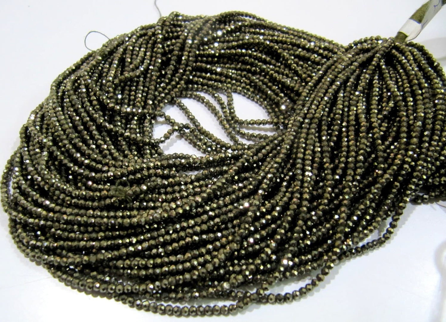 Natural Pyrite Rondelle Faceted Beads 2mm Genuine Pyrite Tiny Beads Strand 13 inch long Best Quality Wholesale Price Jewelry making beads
