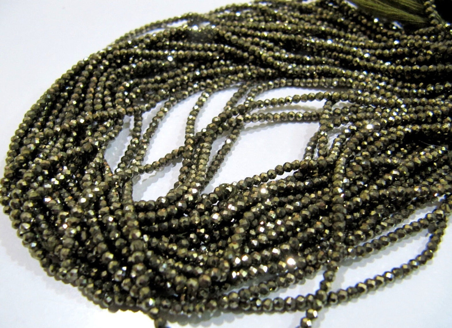 Natural Pyrite Rondelle Faceted Beads 2mm Genuine Pyrite Tiny Beads Strand 13 inch long Best Quality Wholesale Price Jewelry making beads