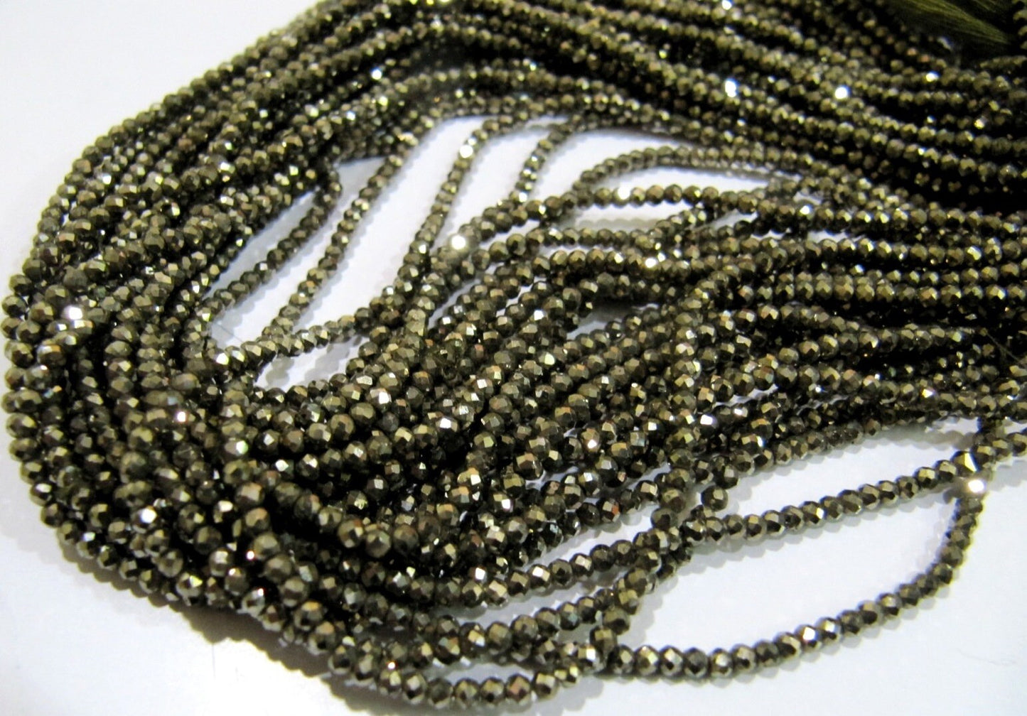 Natural Pyrite Rondelle Faceted Beads 2mm Genuine Pyrite Tiny Beads Strand 13 inch long Best Quality Wholesale Price Jewelry making beads
