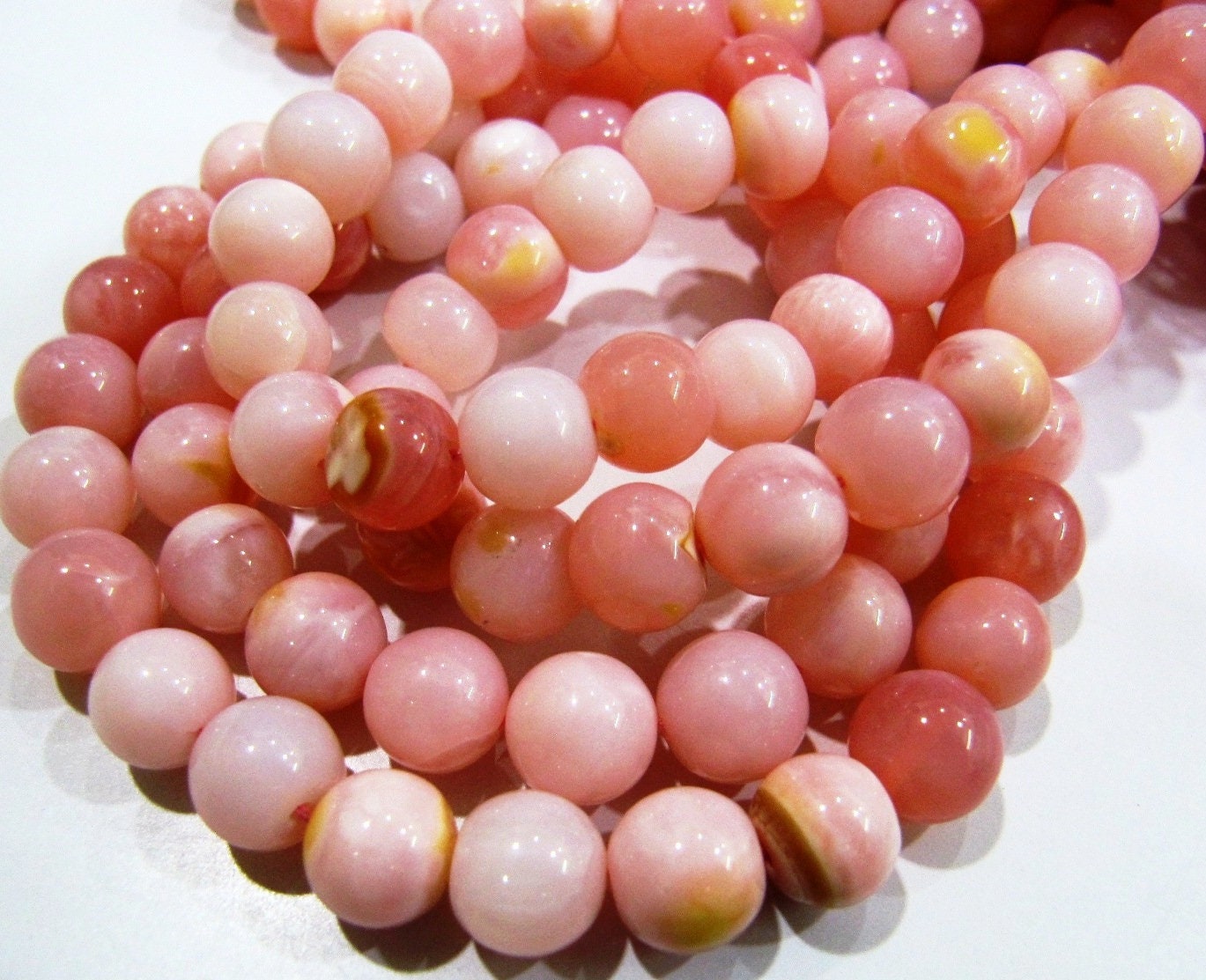 Natural Peruvian Pink Opal Round ball Shape  8 to 9mm beads sold per strand 8 inches Semi Precious Gemstone Wholesale Price Sold per strand