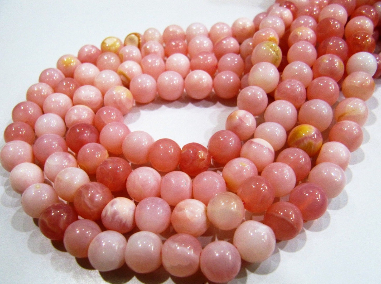 Natural Peruvian Pink Opal Round ball Shape  8 to 9mm beads sold per strand 8 inches Semi Precious Gemstone Wholesale Price Sold per strand