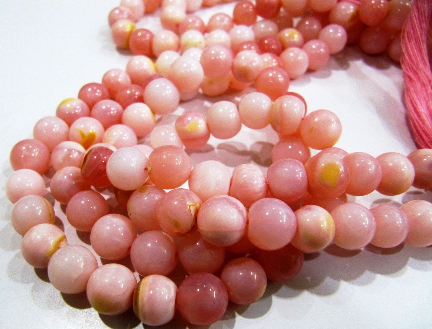 Natural Peruvian Pink Opal Round ball Shape  8 to 9mm beads sold per strand 8 inches Semi Precious Gemstone Wholesale Price Sold per strand