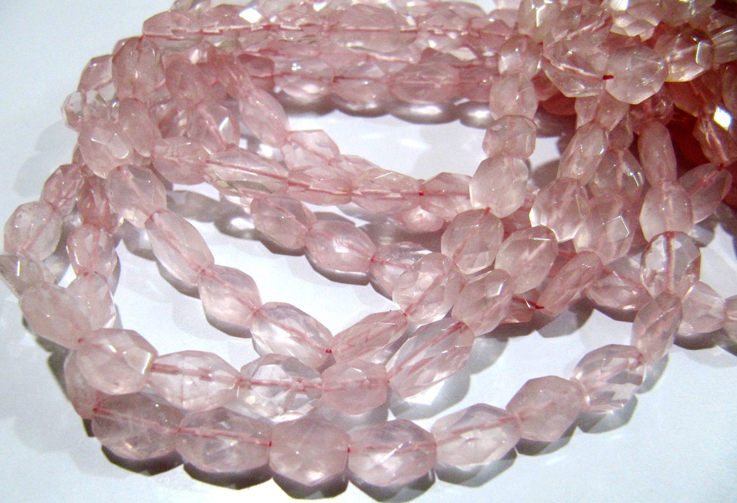 Natural Rose Quartz Oval Faceted Beads  Size 5x7mm to 6x8mm  Mani Shape Gemstone Beads  Strands approx 13 inches long sold per Strand