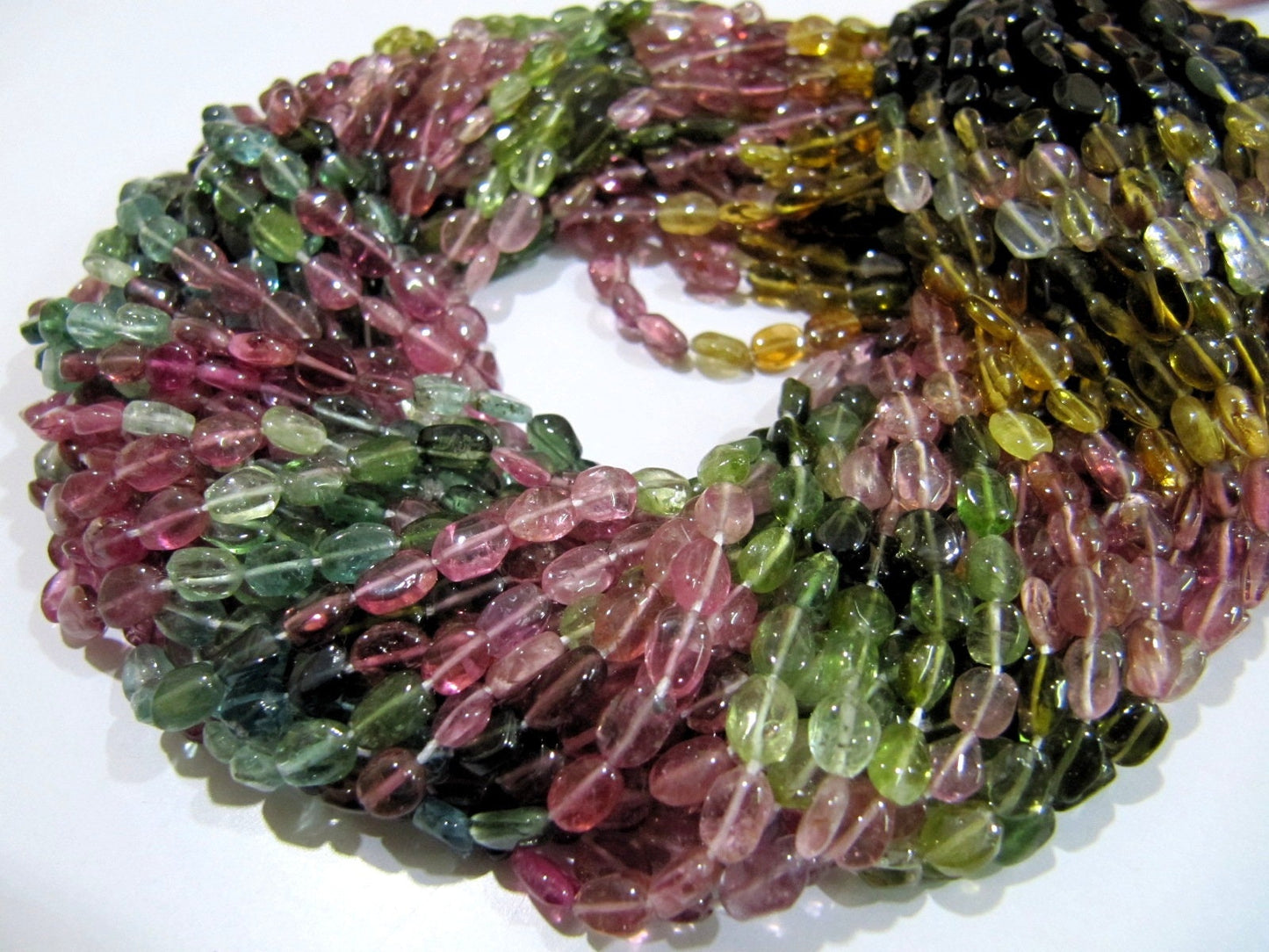 Natural Multi Tourmaline Beads Oval Smooth Beads 5x7 mm Sold per Strand of 13 Inches Long Watermelon Tourmaline Beads Wholesale Price
